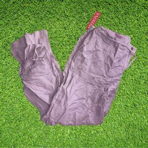 16NWT Merona Womens Purple Button Up Linen Braided Tie Up Pants Size L
